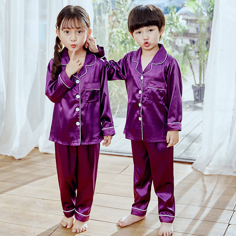 Autumn children's Pajamas Simulation Silk Long-sleeved Trousers
