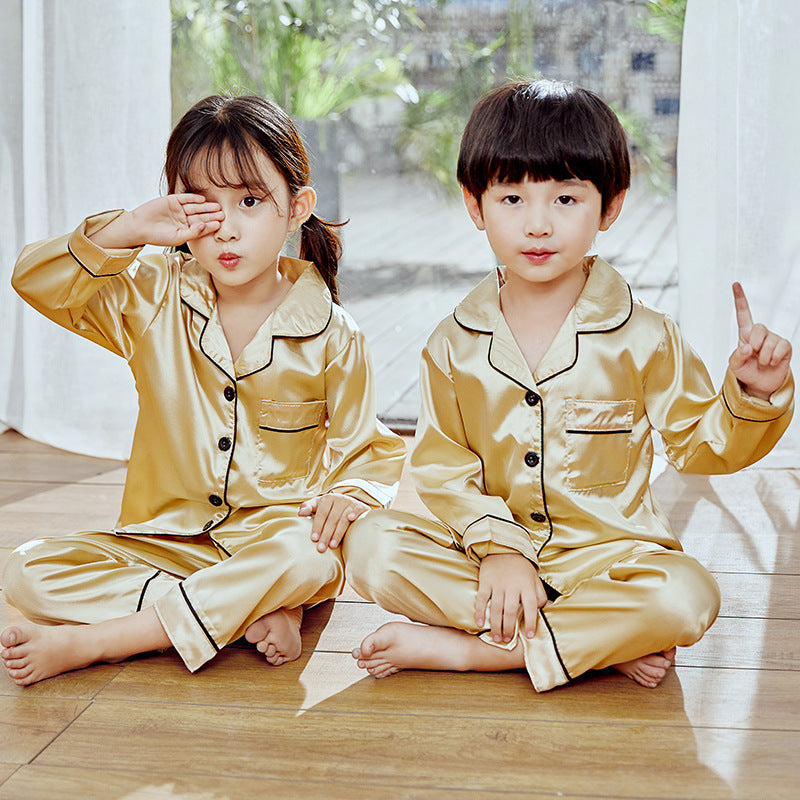 Autumn children's Pajamas Simulation Silk Long-sleeved Trousers