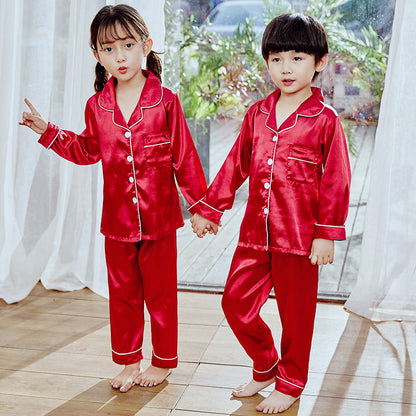 Autumn children's Pajamas Simulation Silk Long-sleeved Trousers