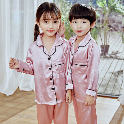 Autumn children's Pajamas Simulation Silk Long-sleeved Trousers
