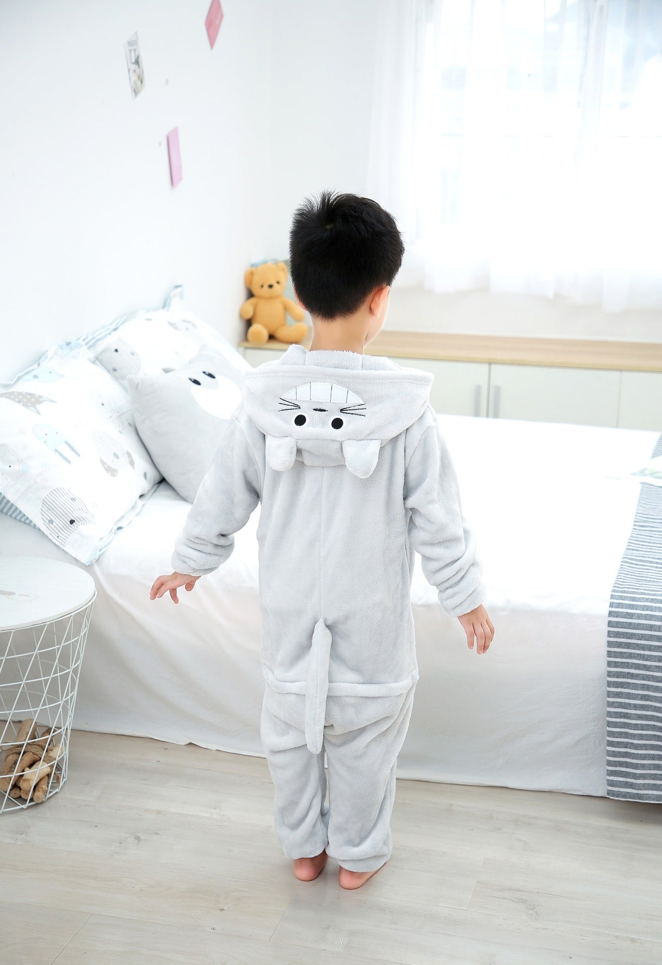 Autumn and winter Grey Cat one-piece Pajamas