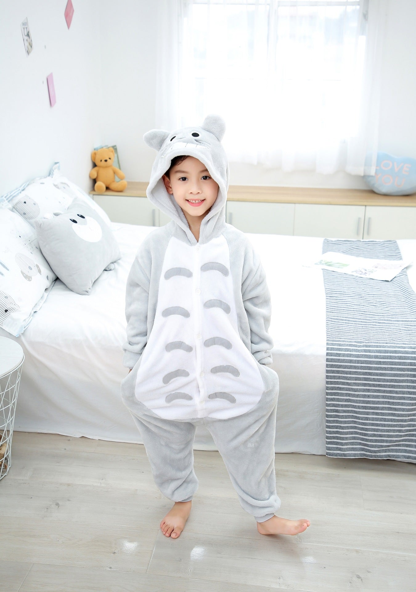 Autumn and winter Grey Cat one-piece Pajamas