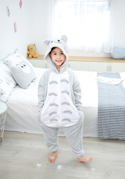 Autumn and winter Grey Cat one-piece Pajamas
