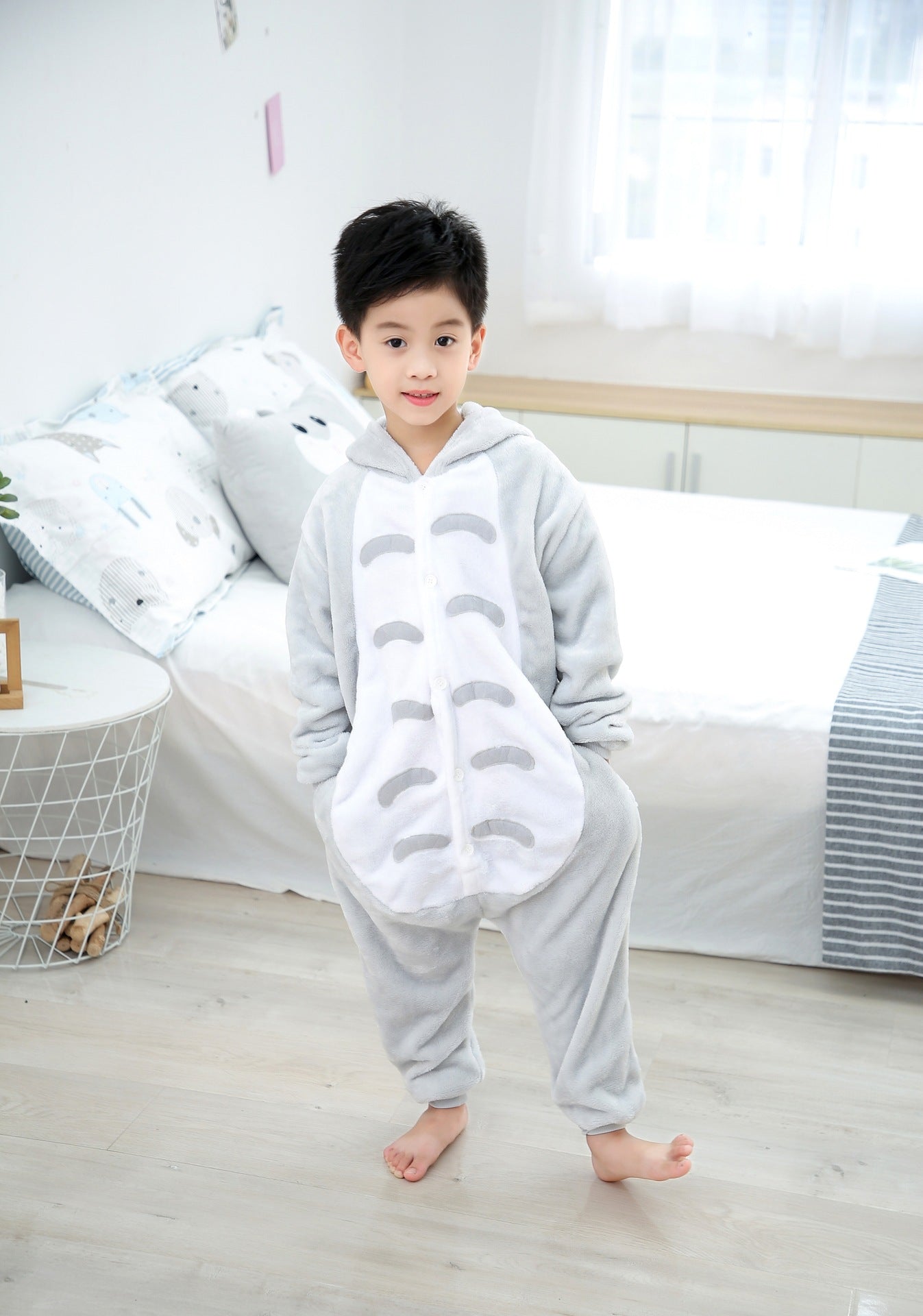 Autumn and winter Grey Cat one-piece Pajamas