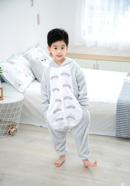 Autumn and winter Grey Cat one-piece Pajamas