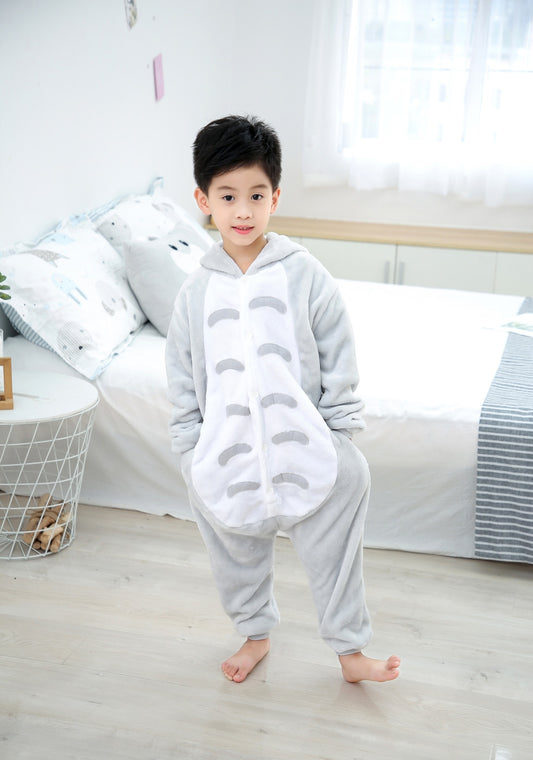 Autumn and winter Grey Cat one-piece Pajamas