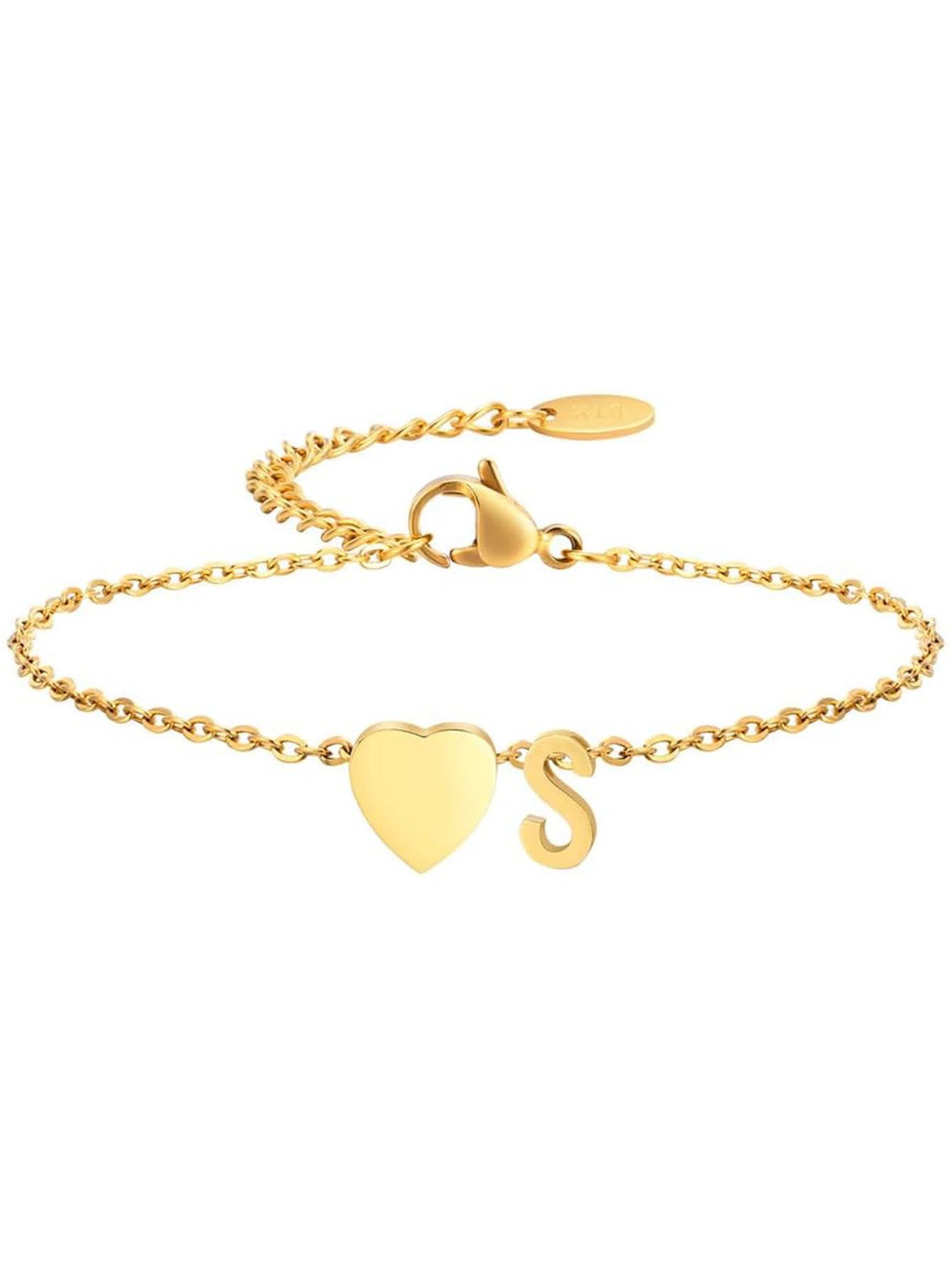 Stainless Steel Heart 26 Letter Bracelet