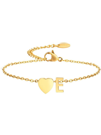 Stainless Steel Heart 26 Letter Bracelet