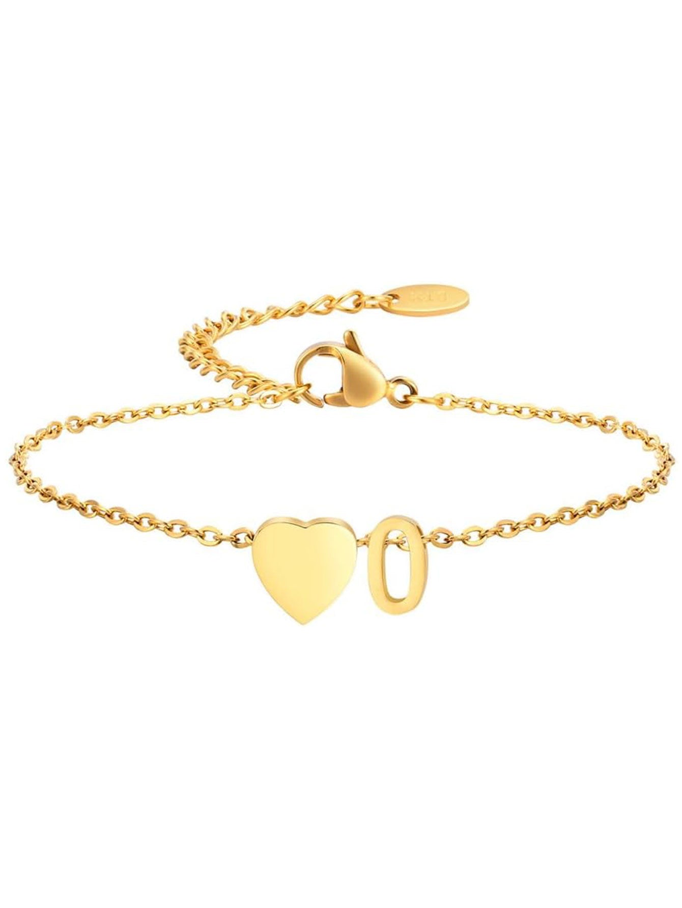 Stainless Steel Heart 26 Letter Bracelet