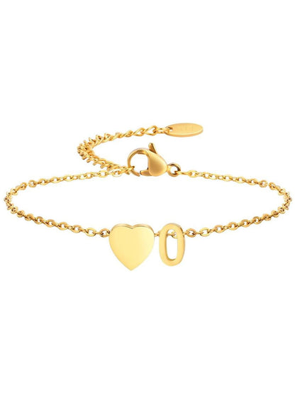 Stainless Steel Heart 26 Letter Bracelet
