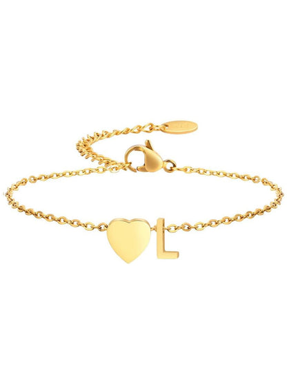 Stainless Steel Heart 26 Letter Bracelet