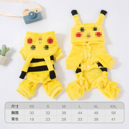 Autumn and winter dog clothes warm thick coral fleece puppy transformation clothes teddy corgi cat pet clothing wholesale