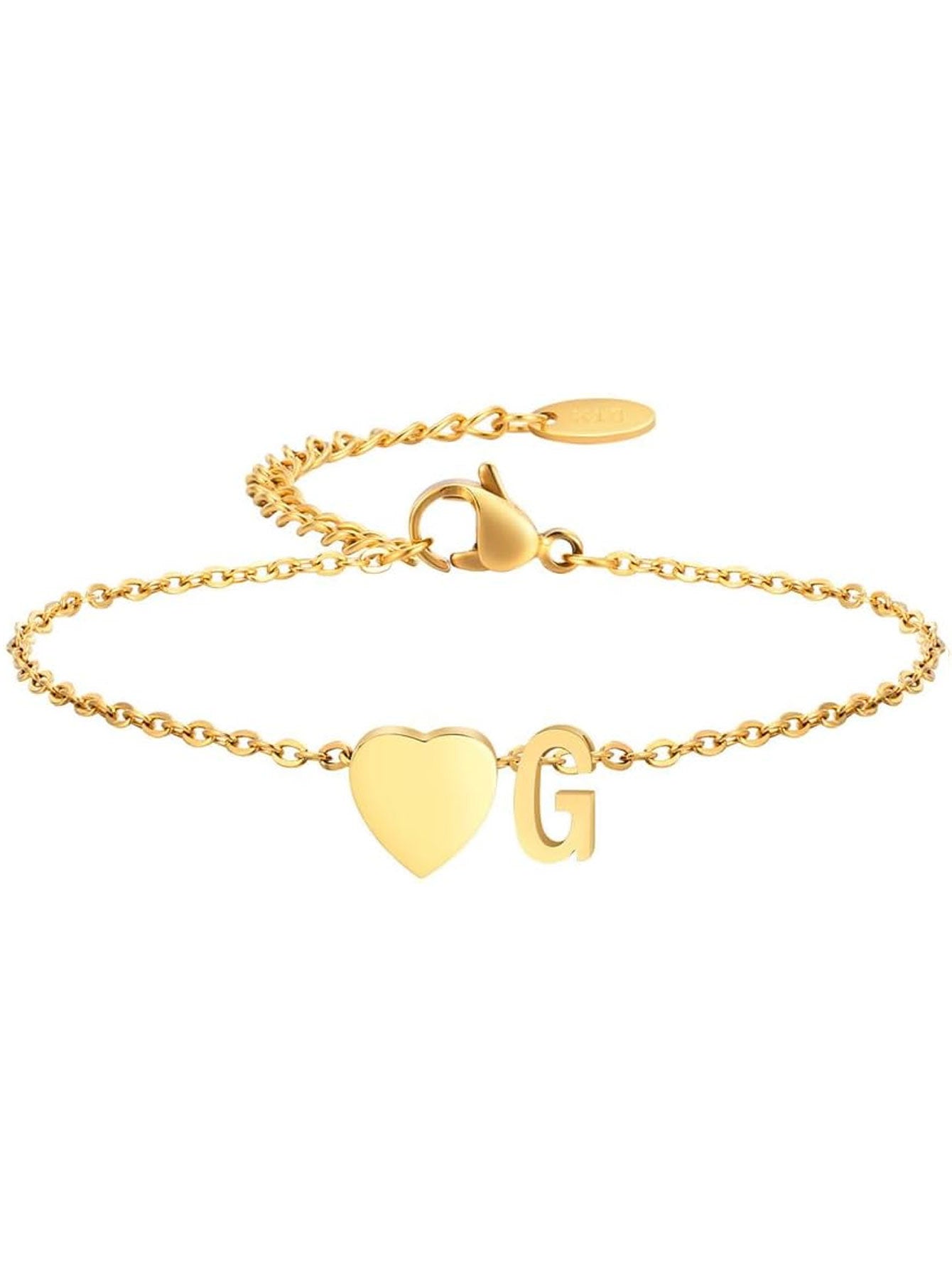 Stainless Steel Heart 26 Letter Bracelet
