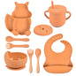 9-piece Children's Squirrel-shaped silicone Tableware Set