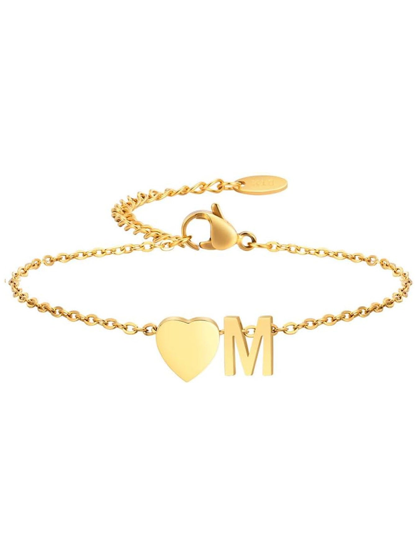 Stainless Steel Heart 26 Letter Bracelet