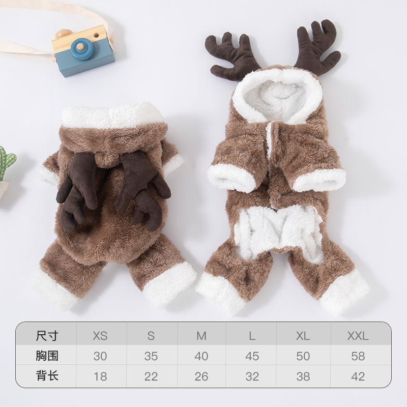 Autumn and winter dog clothes warm thick coral fleece puppy transformation clothes teddy corgi cat pet clothing wholesale