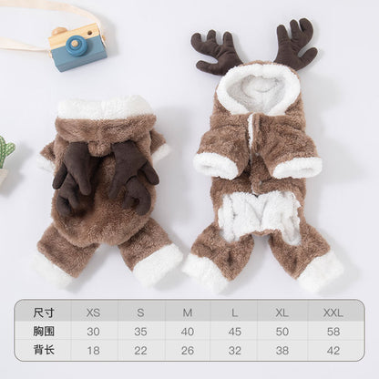 Autumn and winter dog clothes warm thick coral fleece puppy transformation clothes teddy corgi cat pet clothing wholesale