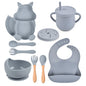 9-piece Children's Squirrel-shaped silicone Tableware Set
