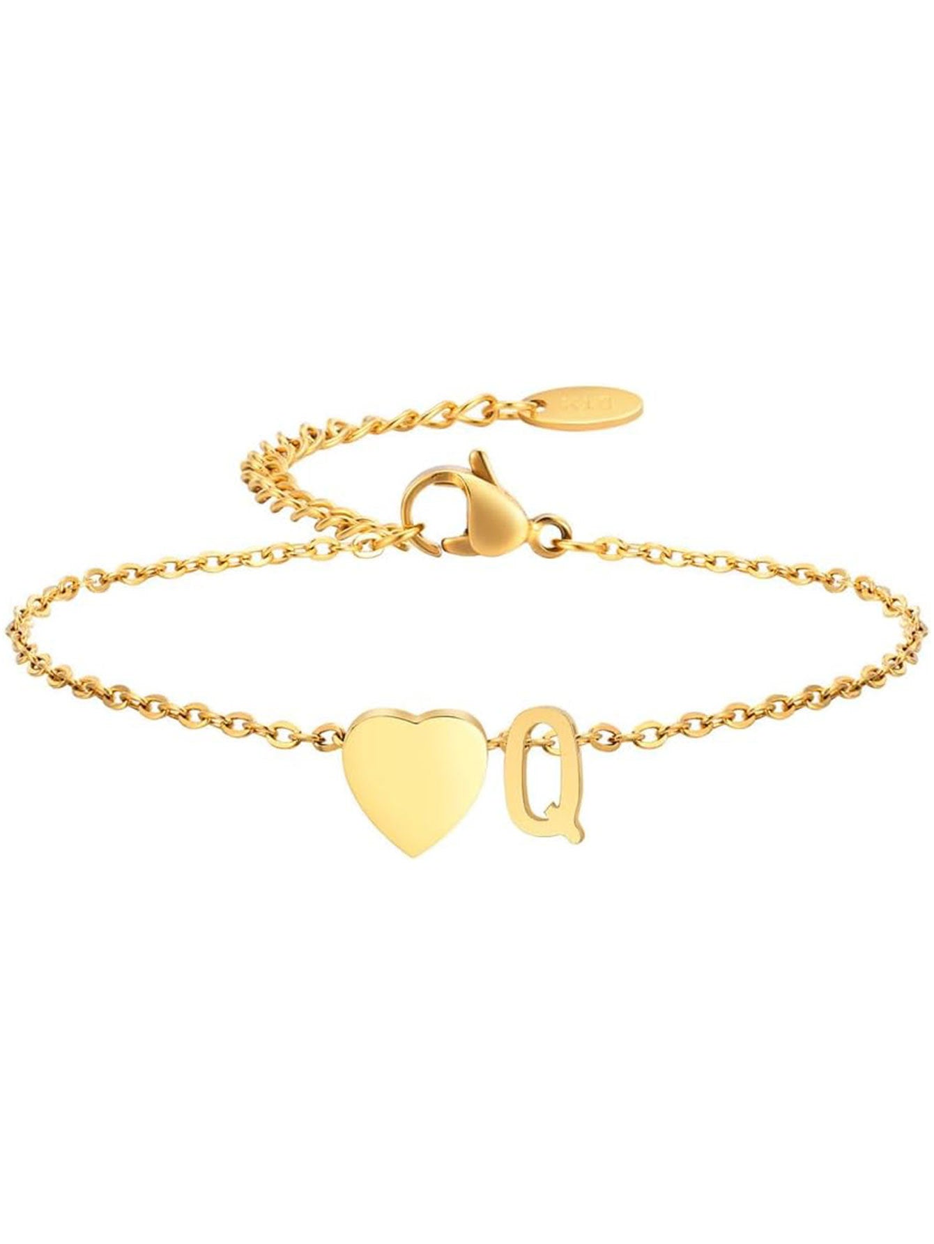 Stainless Steel Heart 26 Letter Bracelet