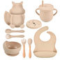 9-piece Children's Squirrel-shaped silicone Tableware Set