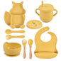 9-piece Children's Squirrel-shaped silicone Tableware Set