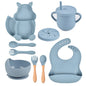 9-piece Children's Squirrel-shaped silicone Tableware Set