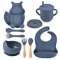 9-piece Children's Squirrel-shaped silicone Tableware Set