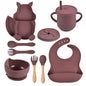 9-piece Children's Squirrel-shaped silicone Tableware Set