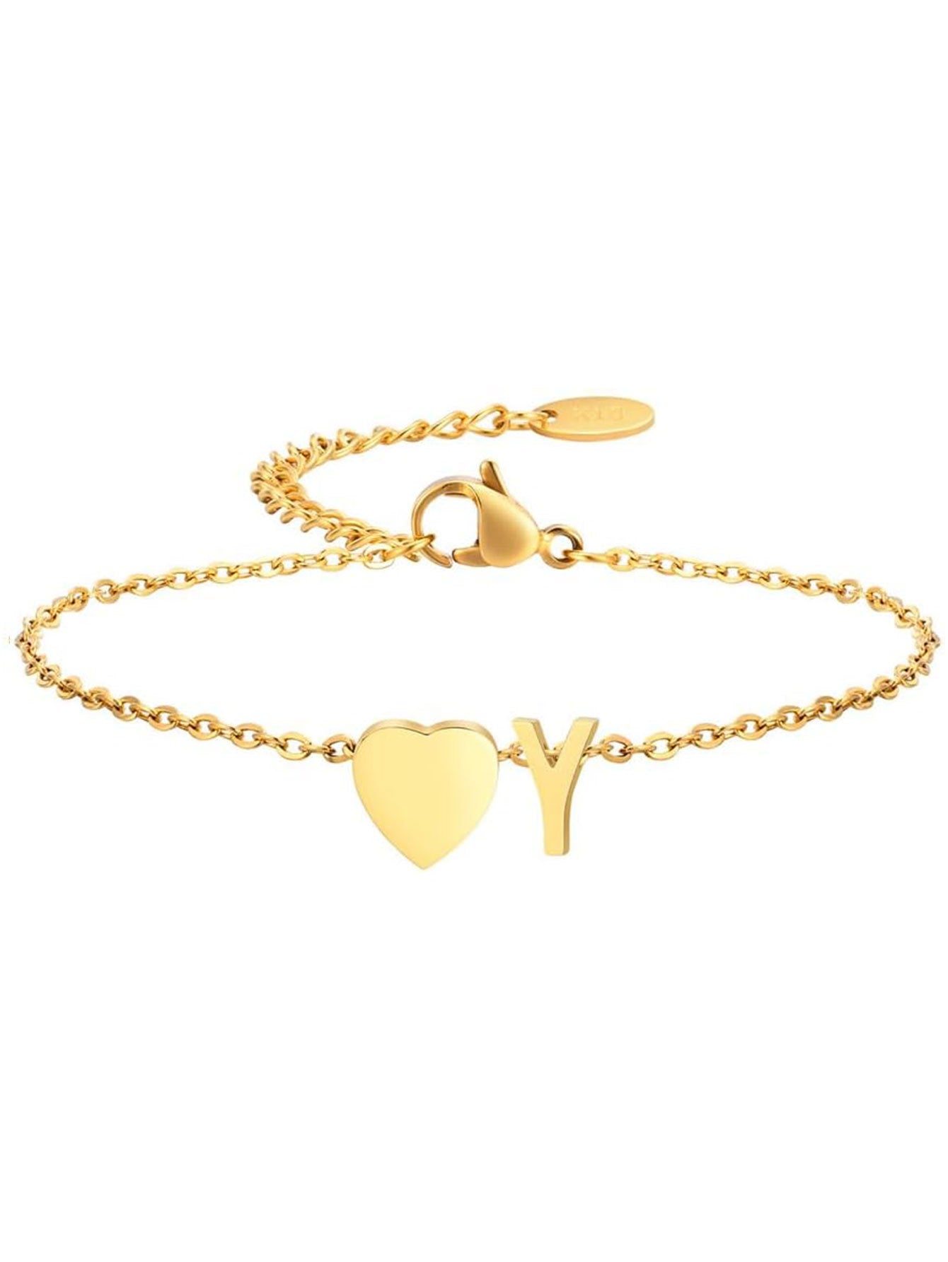 Stainless Steel Heart 26 Letter Bracelet