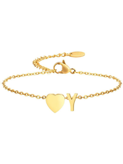 Stainless Steel Heart 26 Letter Bracelet