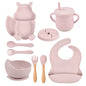 9-piece Children's Squirrel-shaped silicone Tableware Set