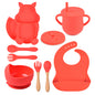 9-piece Children's Squirrel-shaped silicone Tableware Set