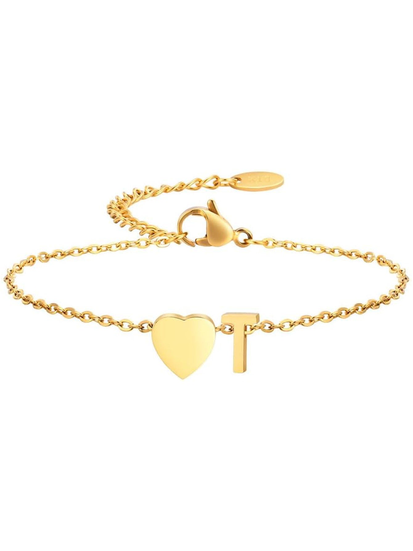 Stainless Steel Heart 26 Letter Bracelet