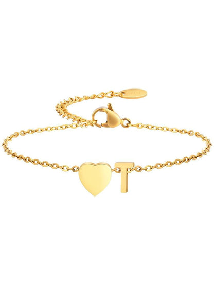 Stainless Steel Heart 26 Letter Bracelet