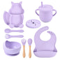 9-piece Children's Squirrel-shaped silicone Tableware Set