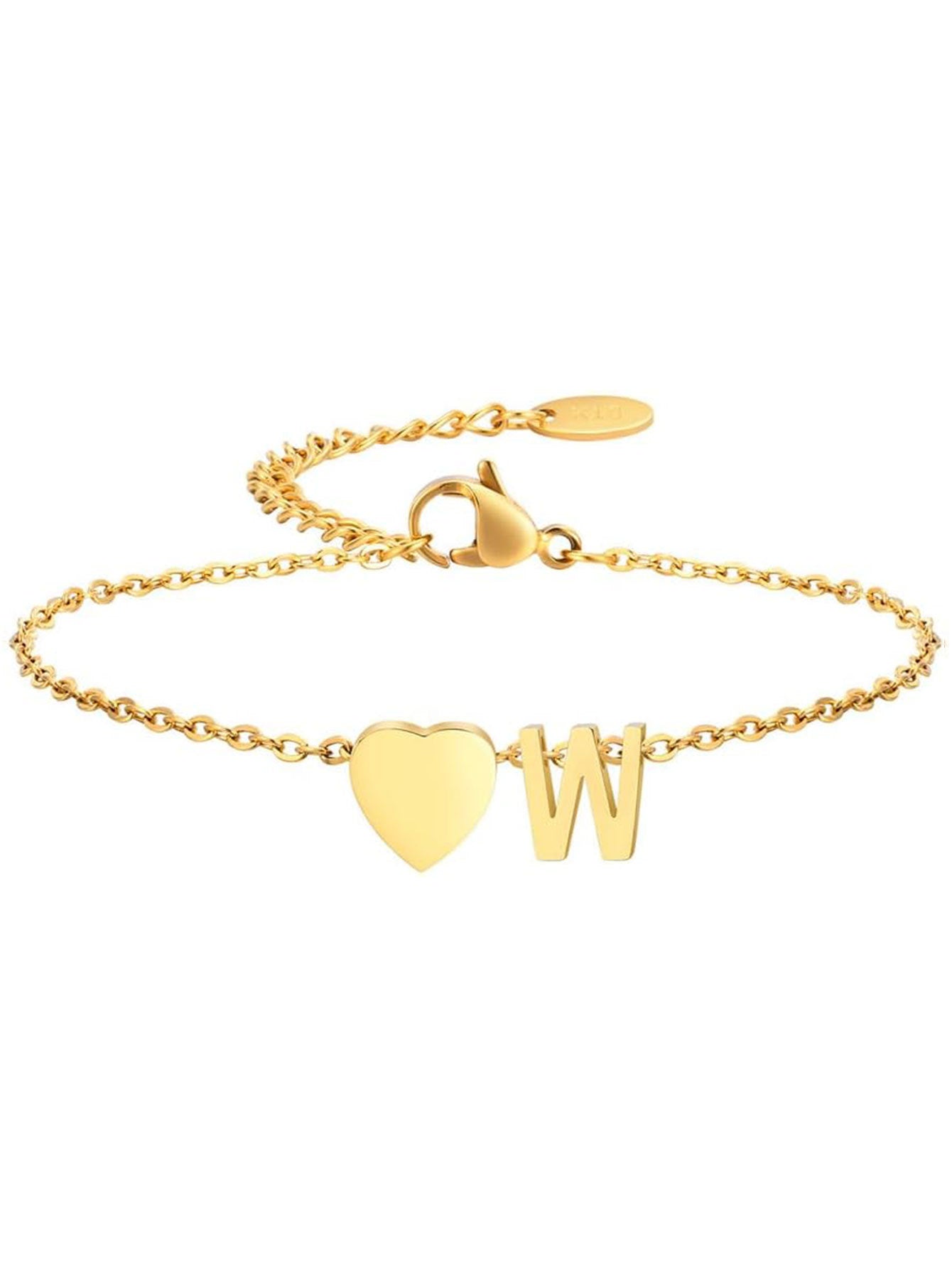 Stainless Steel Heart 26 Letter Bracelet