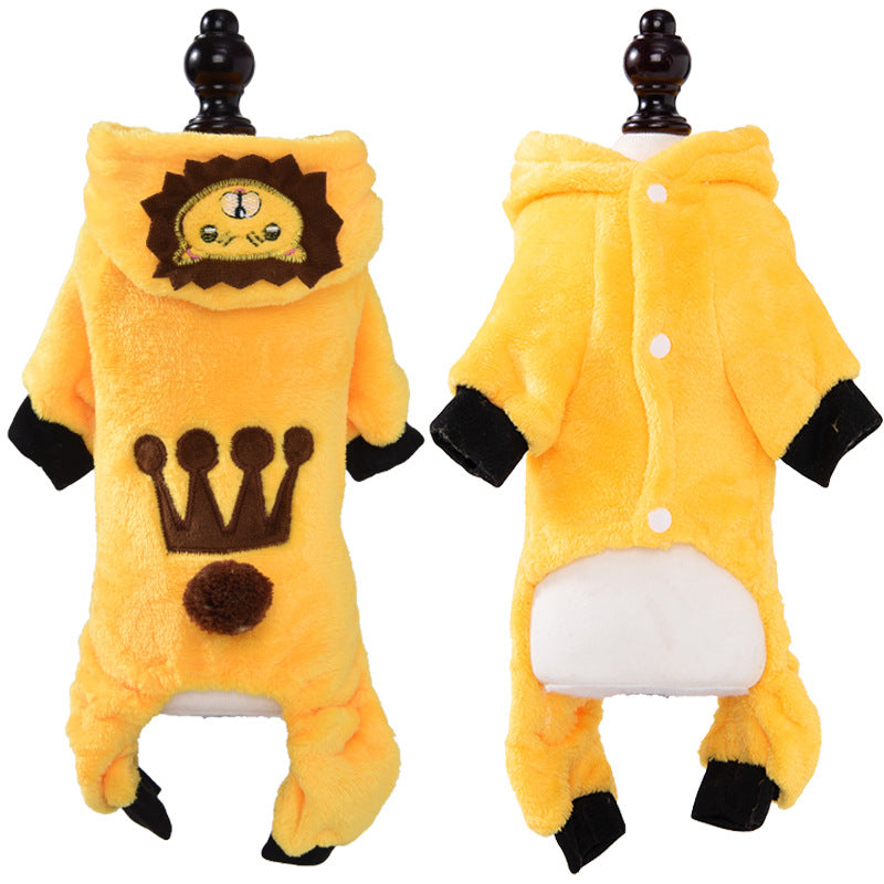 Autumn and winter dog clothes warm thick coral fleece puppy transformation clothes teddy corgi cat pet clothing wholesale