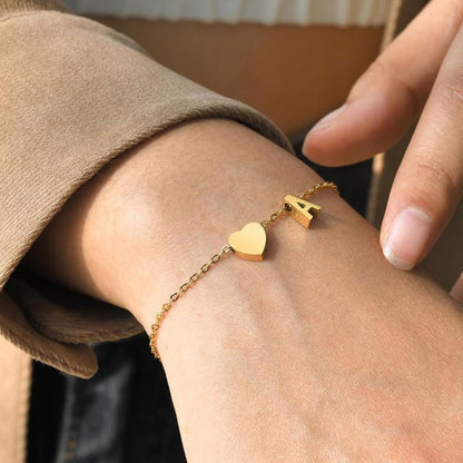 Stainless Steel Heart 26 Letter Bracelet