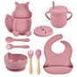 9-piece Children's Squirrel-shaped silicone Tableware Set