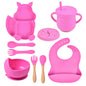 9-piece Children's Squirrel-shaped silicone Tableware Set