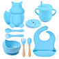 9-piece Children's Squirrel-shaped silicone Tableware Set