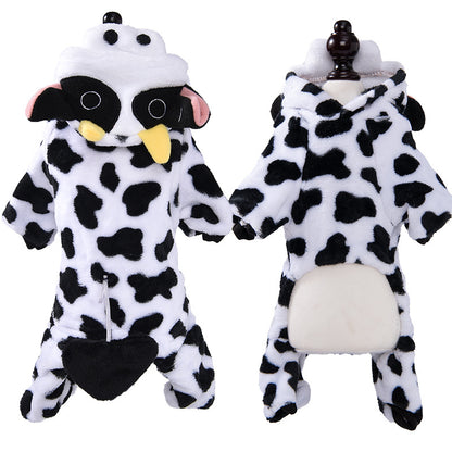 Autumn and winter dog clothes warm thick coral fleece puppy transformation clothes teddy corgi cat pet clothing wholesale