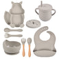 9-piece Children's Squirrel-shaped silicone Tableware Set