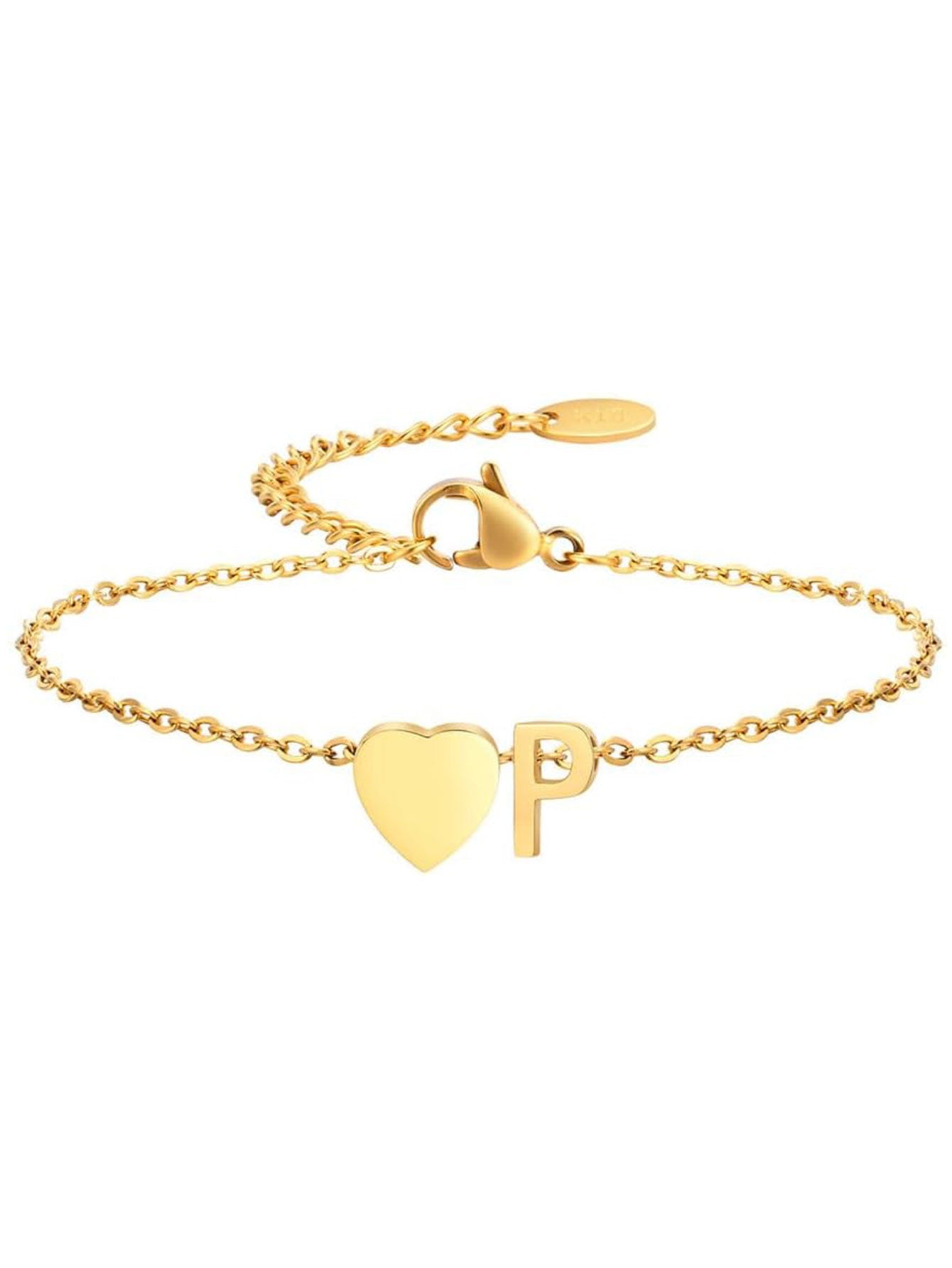 Stainless Steel Heart 26 Letter Bracelet