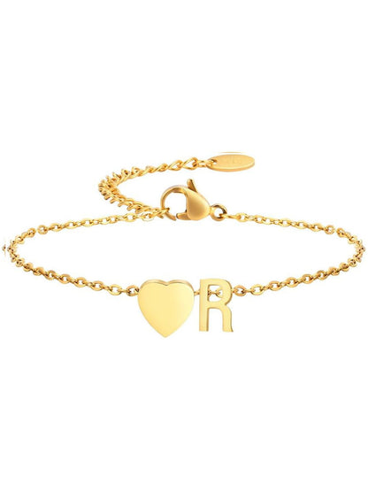 Stainless Steel Heart 26 Letter Bracelet