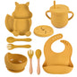9-piece Children's Squirrel-shaped silicone Tableware Set