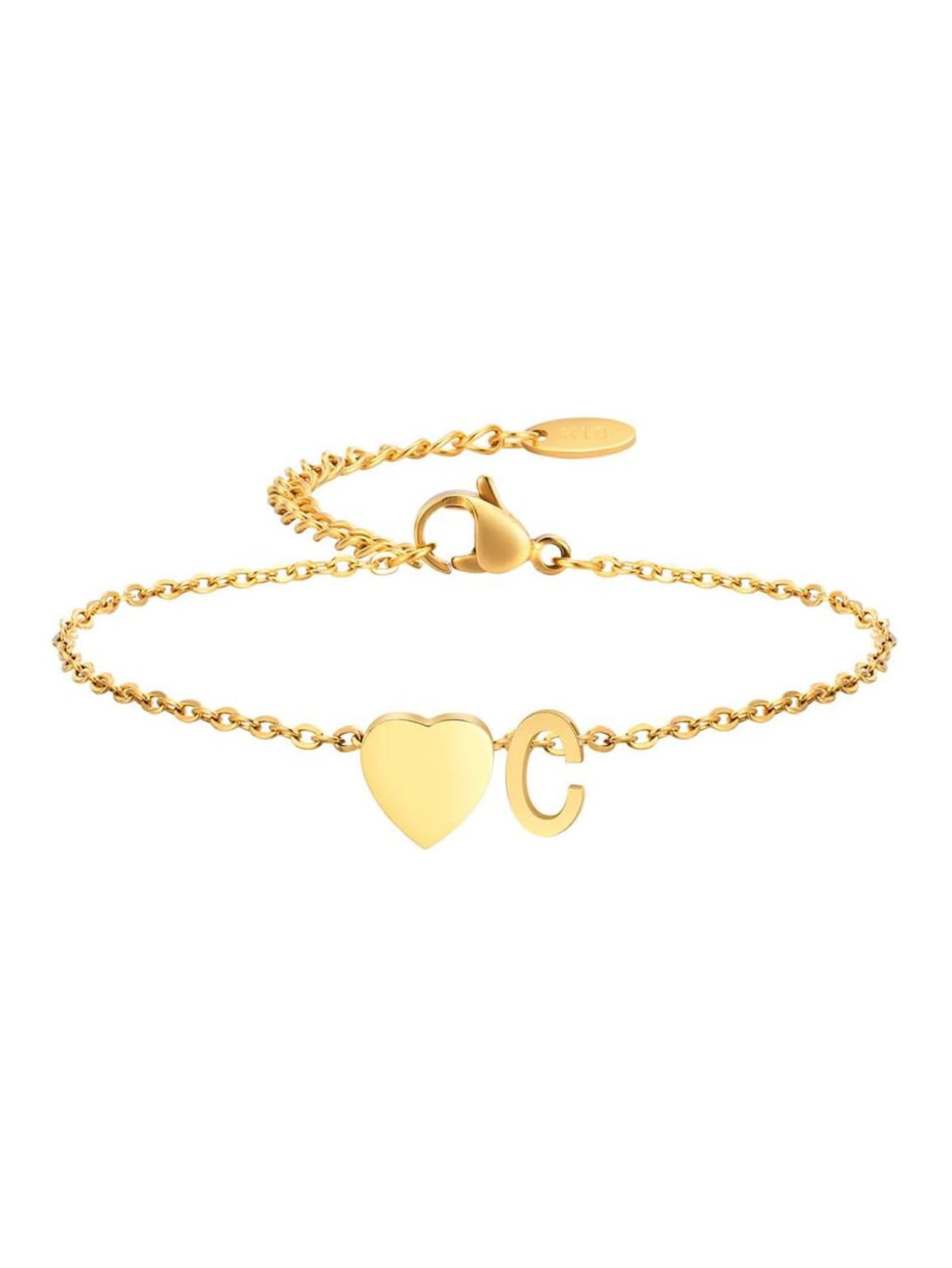 Stainless Steel Heart 26 Letter Bracelet