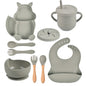 9-piece Children's Squirrel-shaped silicone Tableware Set