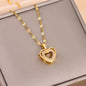Double-layer Love Necklace With Rhinestones Titanium Steel Pendant Necklace